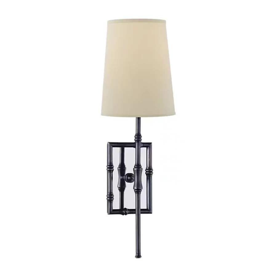 American light luxury creative bamboo tube tapered cloth lampshade wall lamp