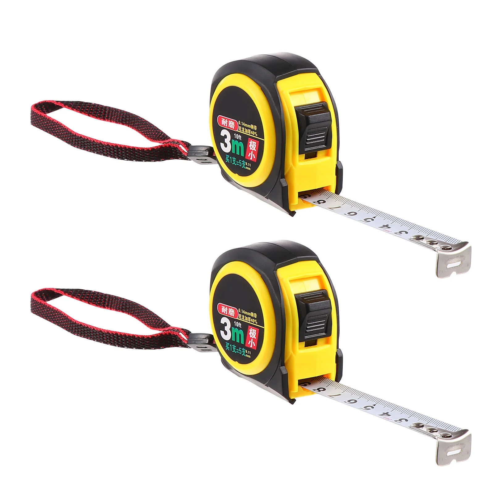 

2Pcs 3m Metal Measuring Tape ABS Material Comfortable Grip Clear Scale Permanent Fixation Three Rivets Design Distance Measurer