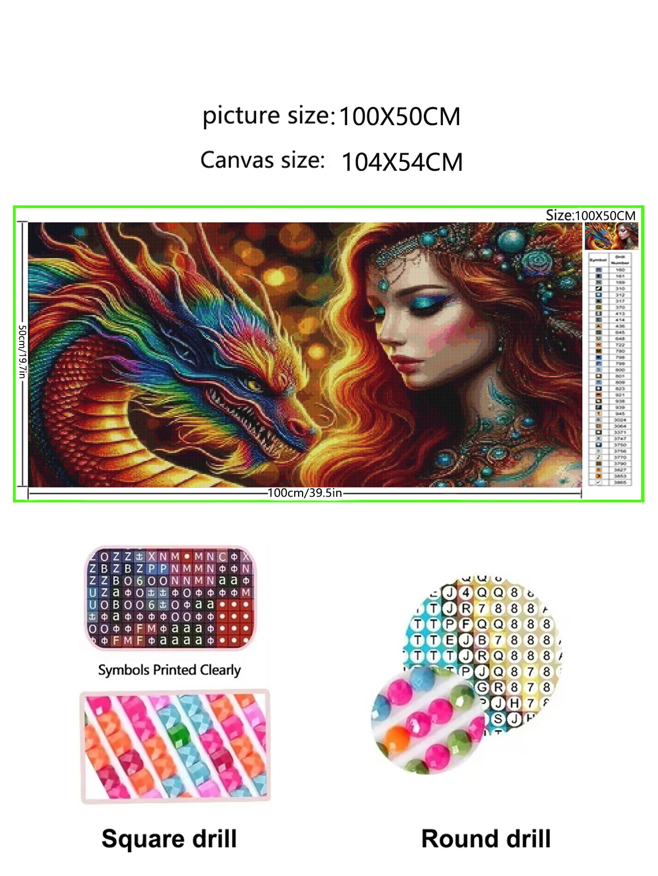 5D Diy Diamond Painting Absolutely Beautiful Dragon Woman Large Size Full Square/Round Mosaic Diamond Embroidery Home Decor