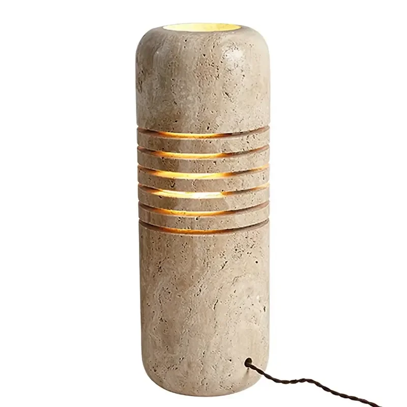 Hot Sale Natural Yellow Lime Stone Portable LED Desk Lamp Bedroom Bedside Marble Table Light