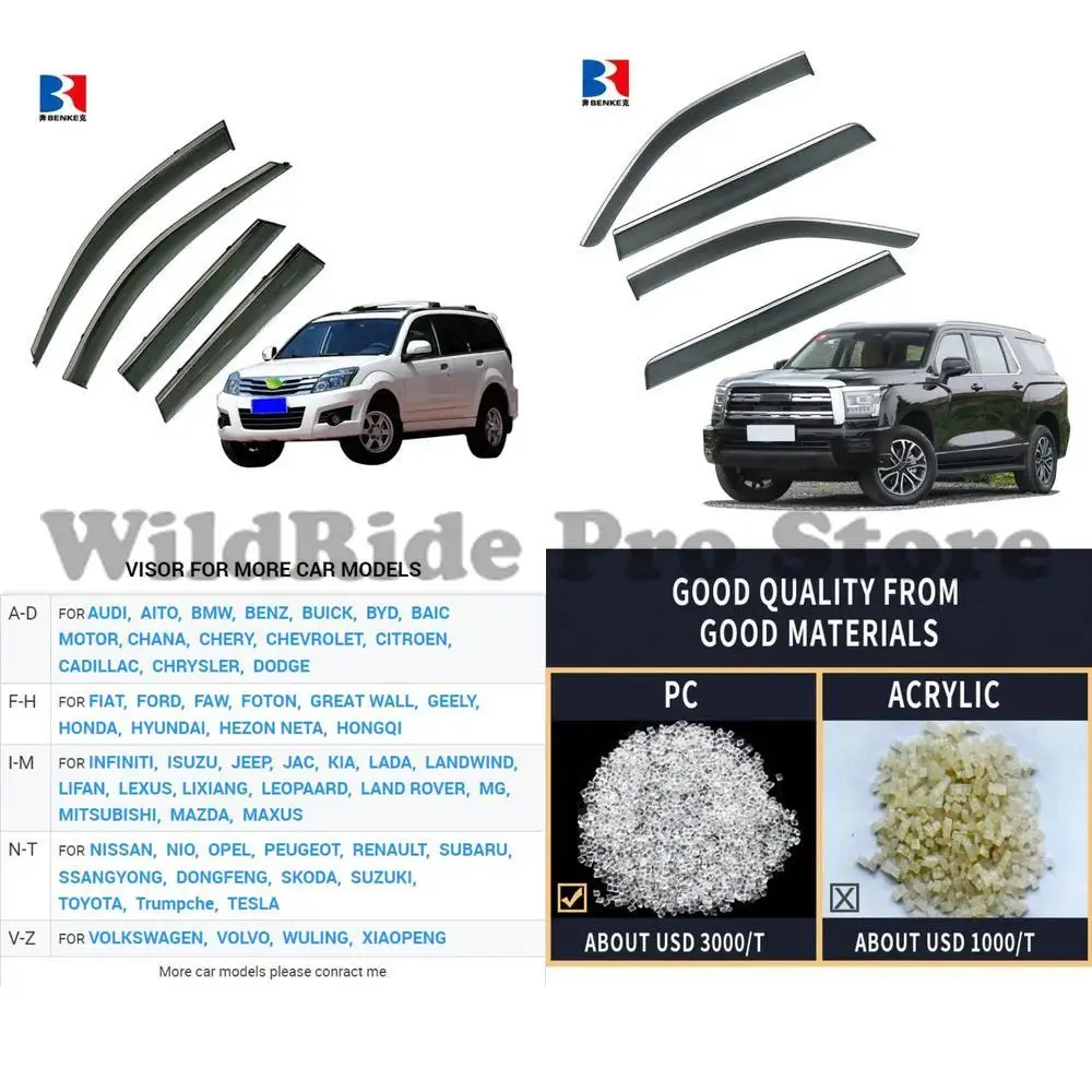 

1 set For GREAT WALL HAVAL H3 H5 2010 OEM High Quality PC Injection Deflector in Channel Window Visor