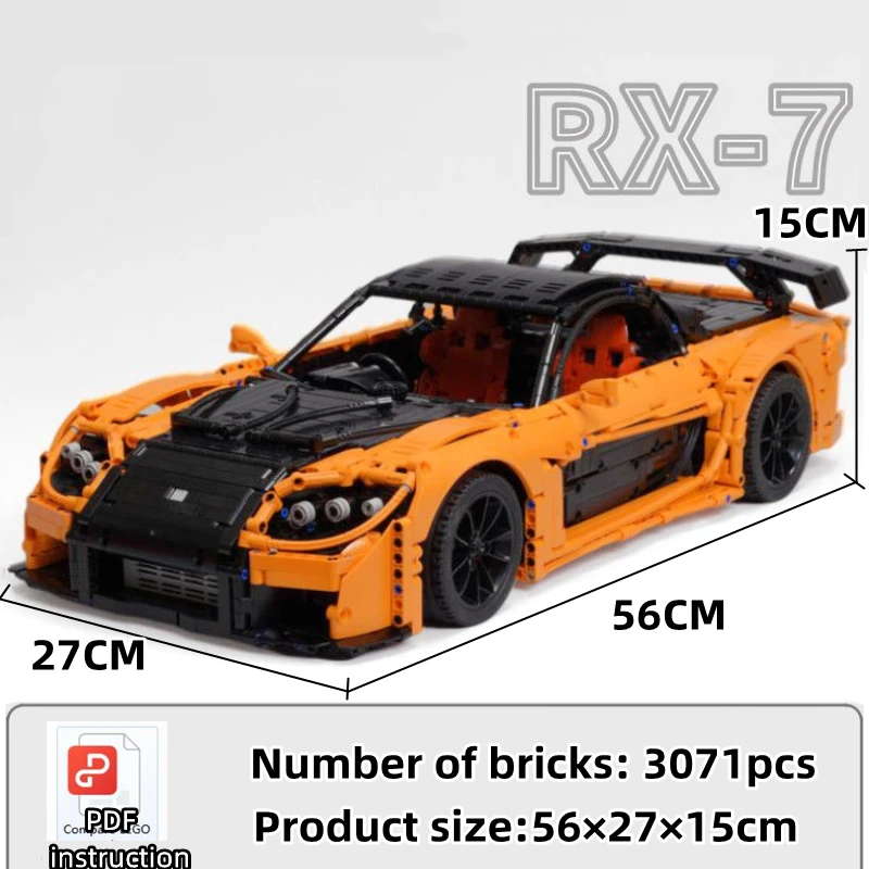 

MOC 57488 Han's MazdaA RX-7 VeilSidee Fortune Super Sport Car Technology Compatible With Building Assemble Blocks Bricks Toys