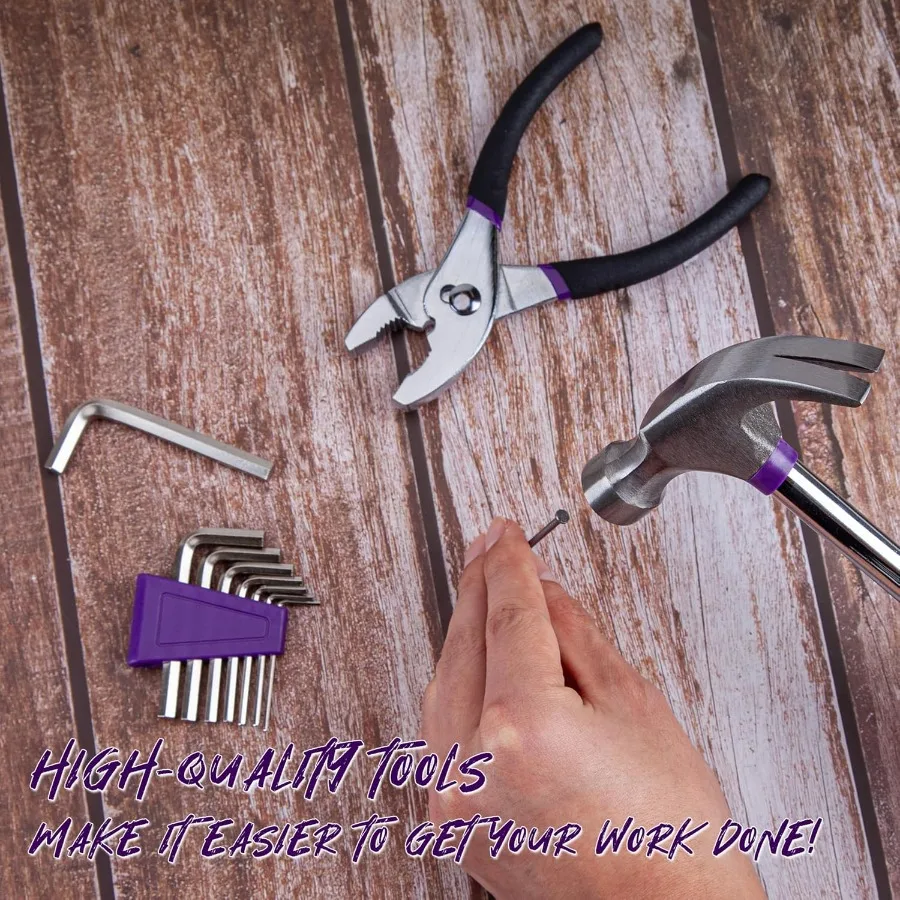 مجموعة أدوات منزلية مكونة من 39 قطعة أدوات يدوية منزلية أساسية مع حقيبة تخزين بلاستيكية متينة لإصلاح وصيانة المشاريع بنفسك