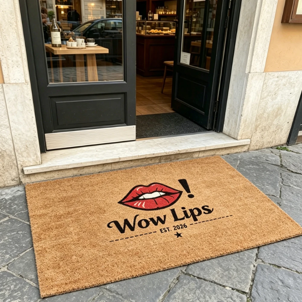 Funny Pattern Welcome Mat Personalized Store Name Print Outdoor Indoor Durable Entrance Rug Business Decor Corporate Gift