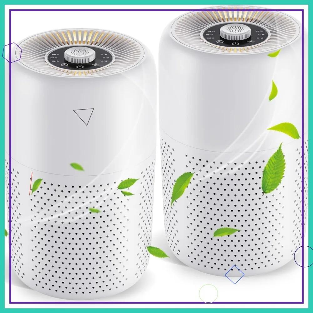 

2 Pack Quiet Air Purifiers with Aromatherapy & Night Light, 24dB Low Noise for Bedroom Home Pet Room Kitchen Office