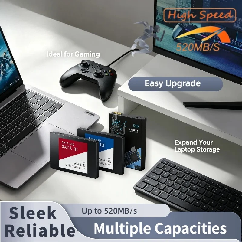 SSD Portátil Original, Unidade de Estado Sólido Externa USB 3.1, Armazenamento de Alta Velocidade 560MB/s, Ultra Fino de 2.5 Polegadas para Mac e PC