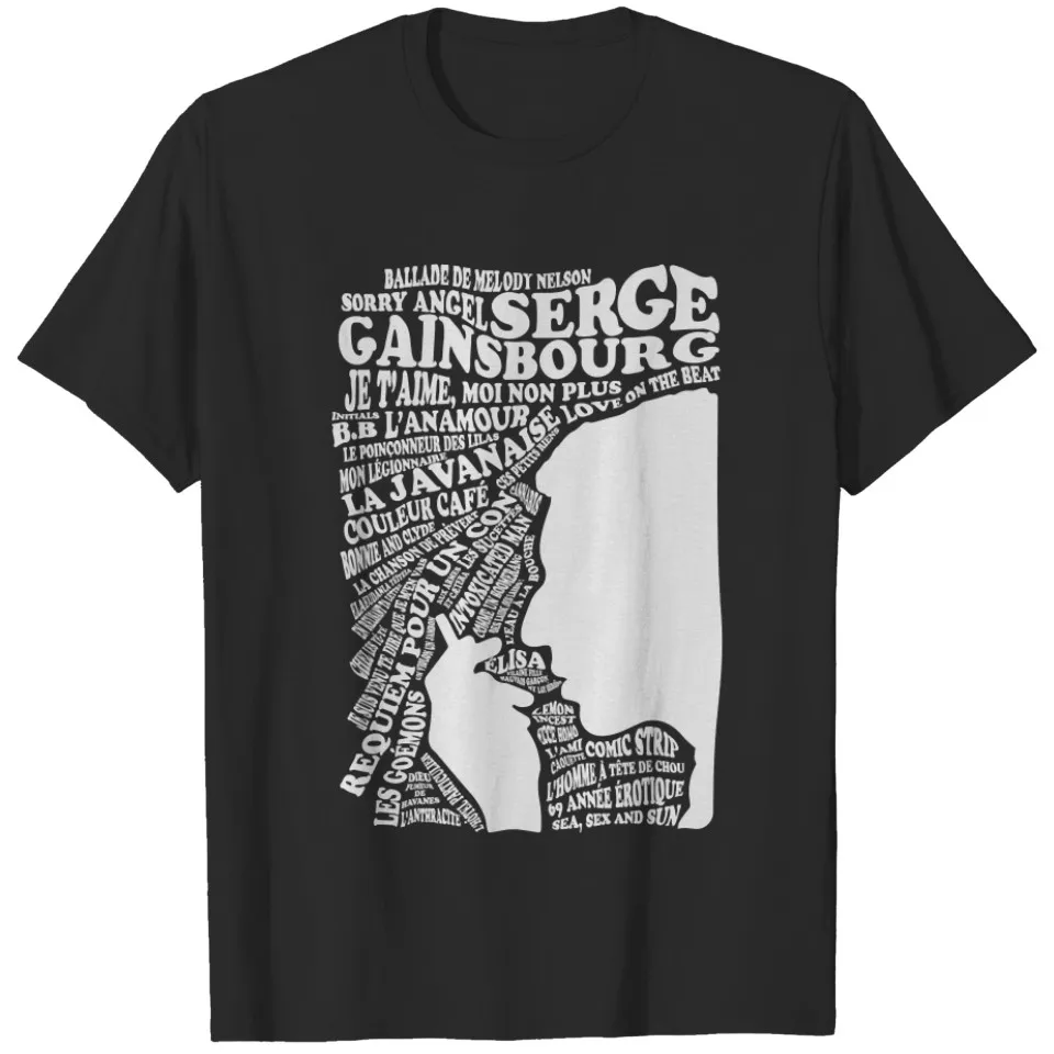 Serge Gainsbourg - Discographie essentiel T-Shirts  Prevalent Leisure Cotton  Tees