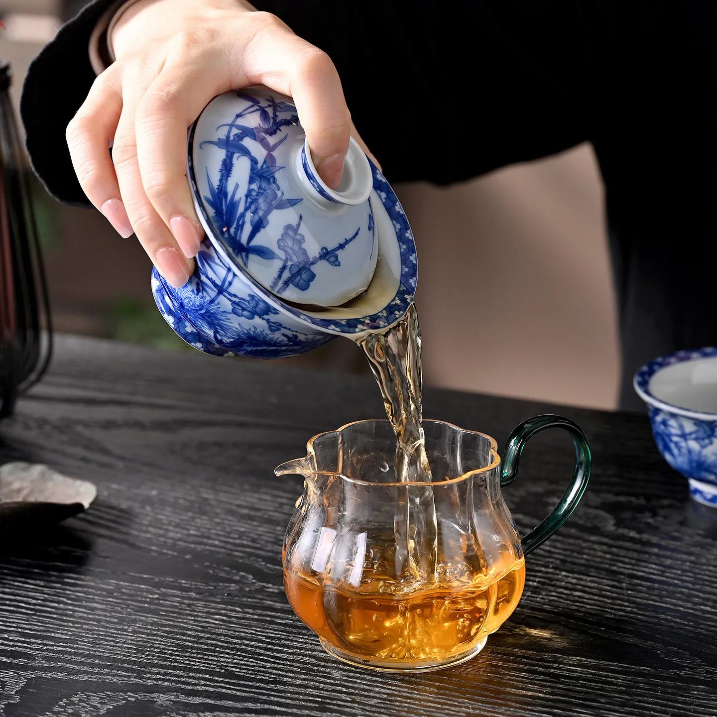 High-End Jingdezhen Blue and White Year Cold Three Two Tureen Not Hot Tea Brewing Bowl Household Ceramic Cup Large