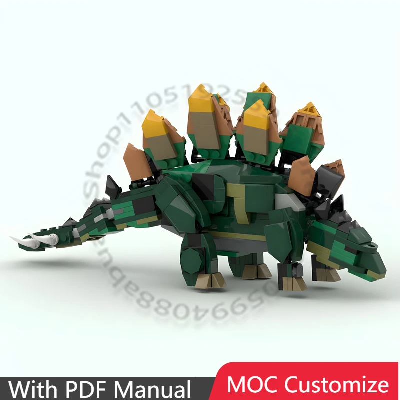 

372 детали, конструктор MOC «Стегозавр» на заказ, модульный, популярная технологичная модель для детей, креативная игрушка «Сделай сам», подарок на день рождения