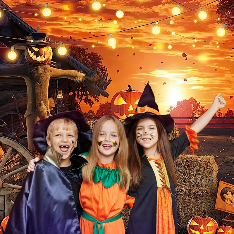 Beenle Halloween Photography Backdrop Horror Night Moon Pumpkin Scary Cemetery Castle Background Family Party Photo Studio