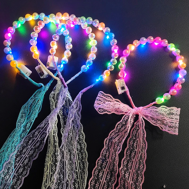 Beautiful Flash Headbands LED Glowing Headband Cute Bridal Fairy Bead Headgear Girls Holiday Birthday Party Decor Children Gift