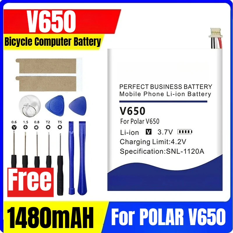 

V650 1480mAh Bicycle Computer Battery for POLAR V650 5-wire Plug