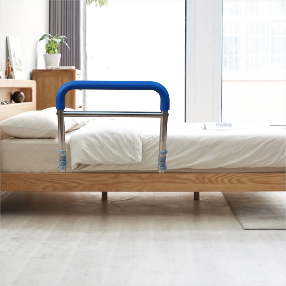 Trilho de cabeceira de aço inoxidável 304 de altura ajustável com alça macia e alça auxiliar de material antiderrapante para obter acordar