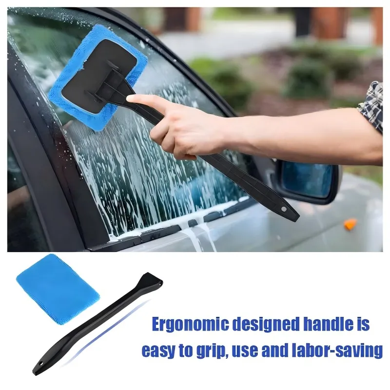 Car Window Cleaner Brush Kit Windshield Cleaning Wash Tool Inside Interior Auto Glass Wiper With Long Handle Car Accessories