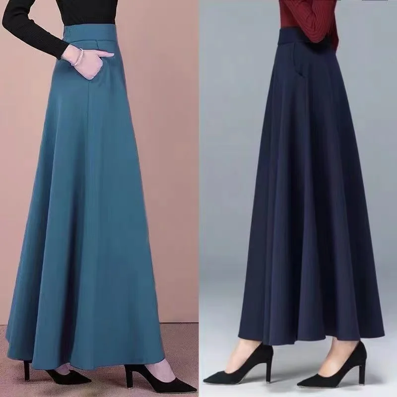 

Retro Flared Midi Skirt Summer Drapey Casual Mommy Dance Skirt A-Line plus Size Women Ele Long Skirt Korean Sle Commute
