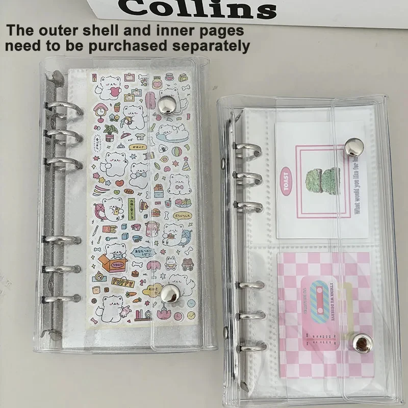 

A6 Narrow Loose Leaf Cover Binder 10pcs 1 Grid 2 Grid Storage Bags For Postcards Collectible Book Organizer Loose Leaf Cover