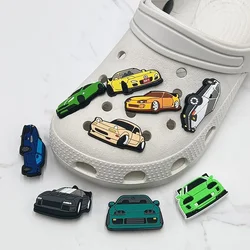 1Pcs JDM Racing Car PVC Shoe Charms Sandals Accessories Shoes Upper Pins Decoration Fit Clogs Buckle Unisex Kid Fun Gift