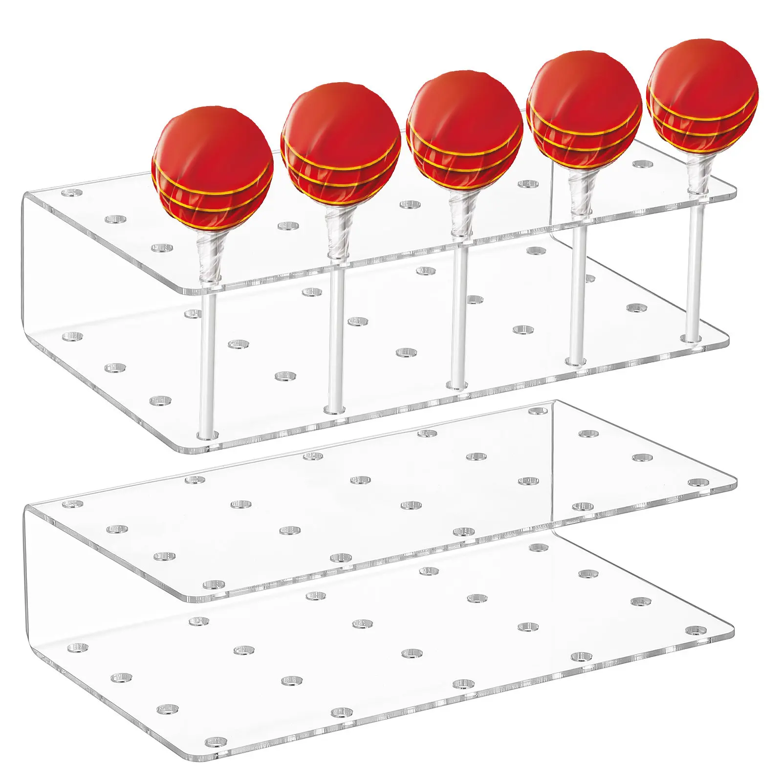 2 pcs Display Stand 2.5Cm Holes Lollipop Holder Clear Lollipop Holder For Cake Pops Candy Sticks Party Wedding Event Rack