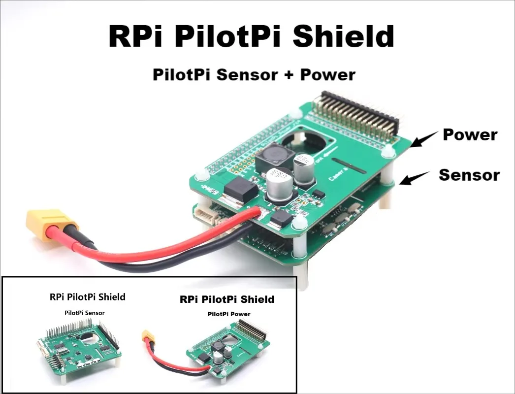 RPi PilotPi Shield PIXHAWK Controle de vôo PX4 Sensor de firmware e potência com Raspberry Pi OS PIX32 Bit Autopilot Copter Plane