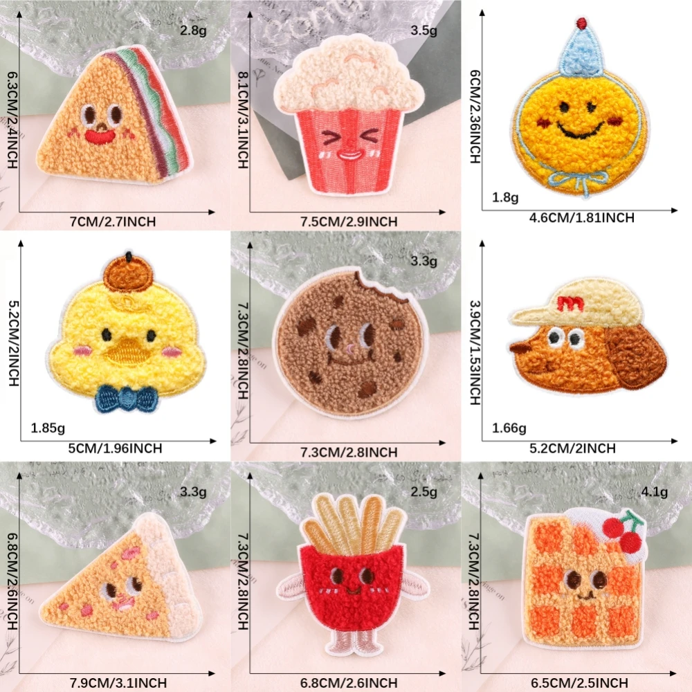 

Самоклеящиеся значки, милые мультяшные нашивки в форме пиццы в форме компьютерной вышивки для одежды «сделай сам», сумки, аксессуары, украшения