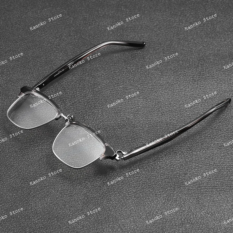 Gafas abatibles de medio marco, soporte para gafas de miopía abatibles hacia arriba para hombres, se puede equipar con gafas ópticas de luz plana antiluz azul