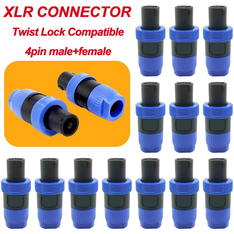 

4Pcs Speakon 4 Pins NL4FC Plug Jack XRL Amplifier Adapter with Twist Lock Compatible Connector for Audio Speaker Cable