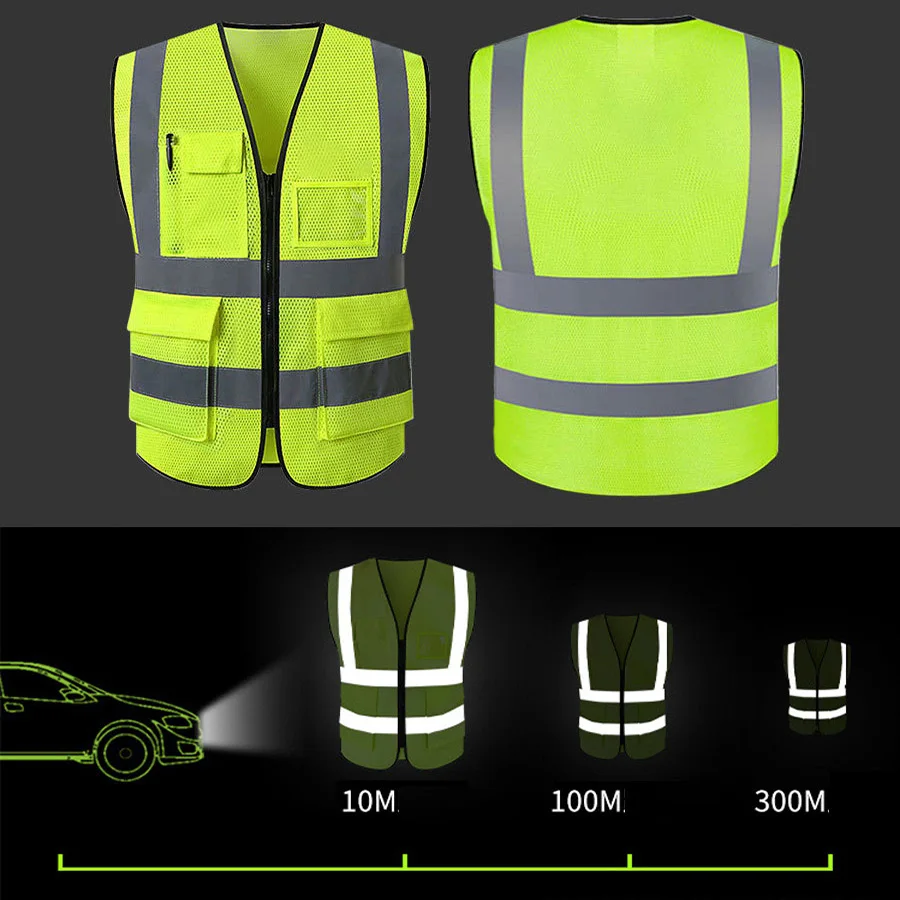 Pink Safety Vest Mesh High Visibility Reflective Vest with Pockets Hi Vis Vest for Working Night Running Cycling Riding