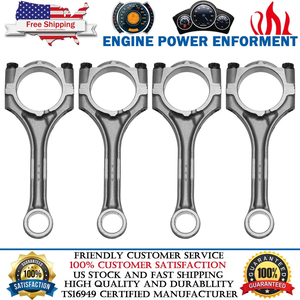 

4Pcs 2.4L Connecting Rod 13201-29685-A0 For 2001-2009 Camry Rav4 1AZ 2AZ 1AR 2AR