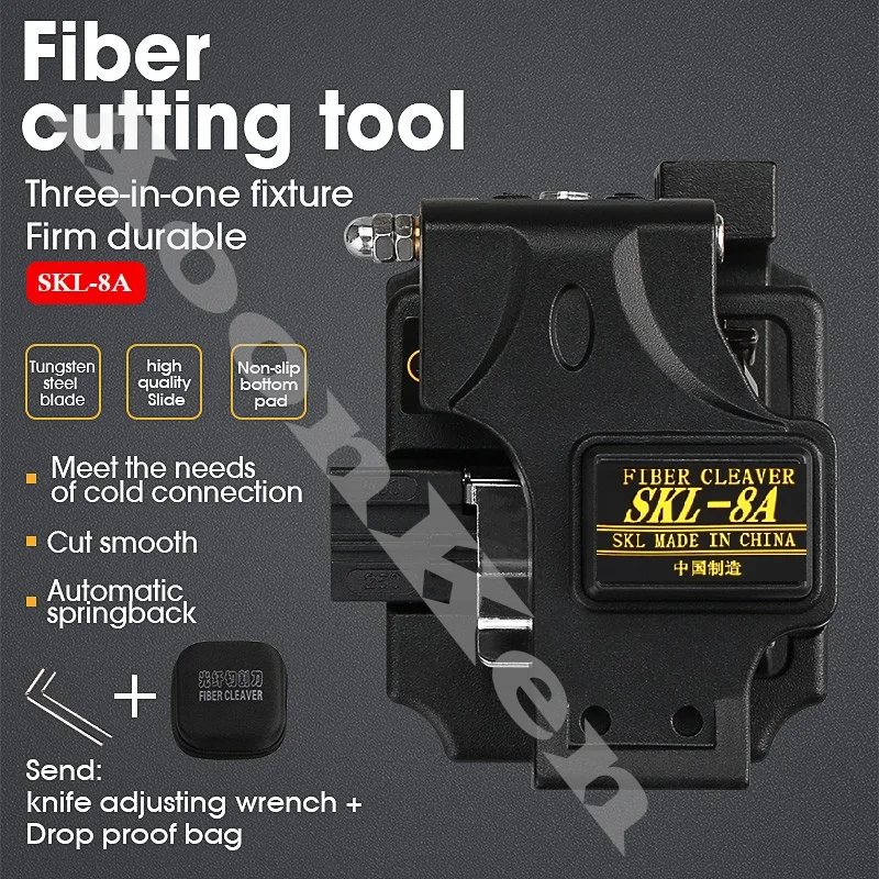 Imagem -04 - Kit de Ferramentas Fibra Óptica Ftth com Skl8a Fiber Cleaver Medidor Potência Óptica 10mw Localizador Visual Falha Fio Stripper 16 Peças Lote