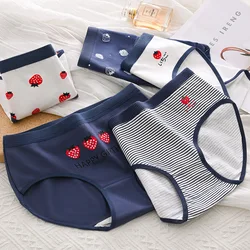 5Pcs Cotton Underwear for Women Panties Sexy Shorts Print Fruit Cartoon Briefs Girls Sexy Lingeries Breathable Underpant Ladies