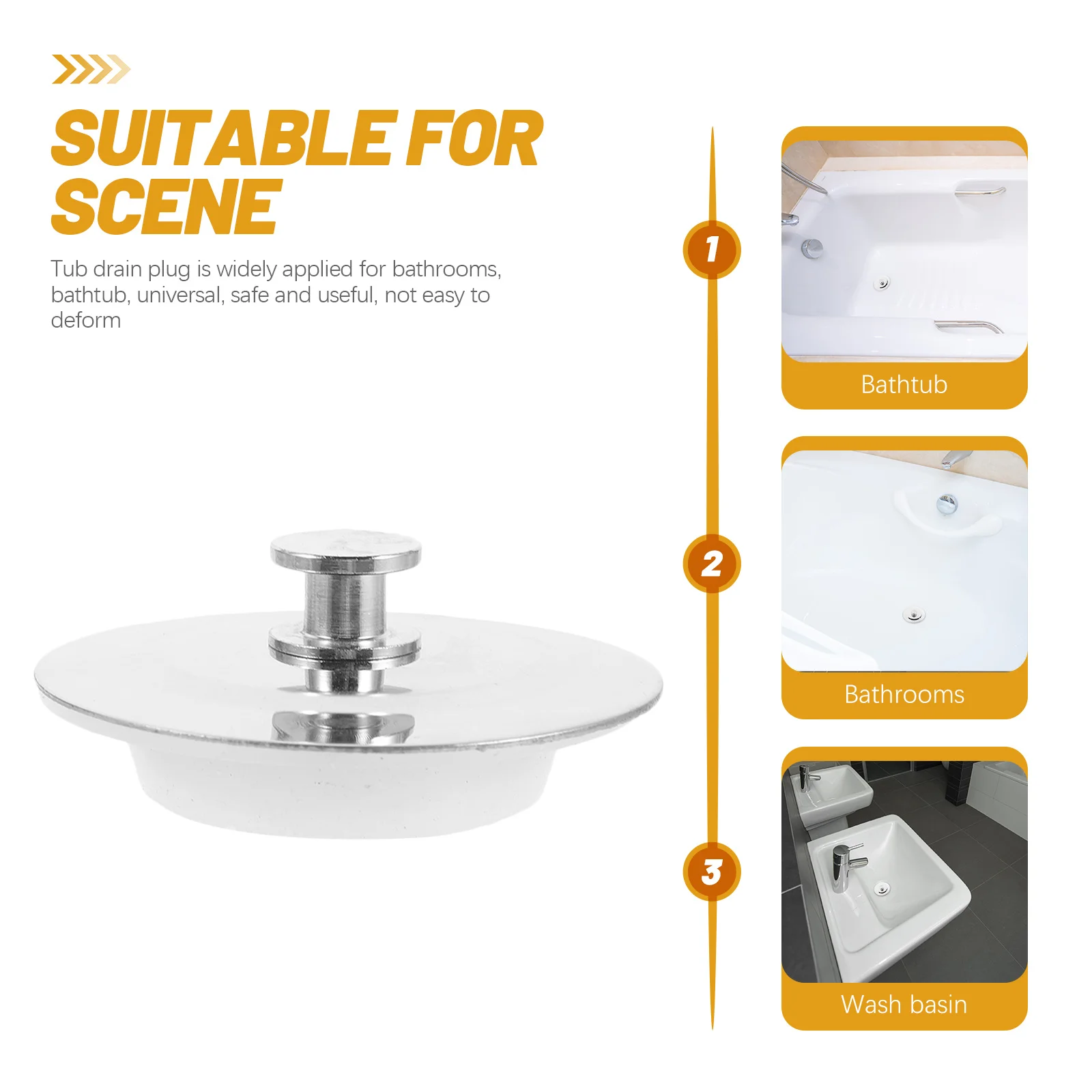 

Силиконовая заглушка для слива ванной с сердцевиной из нержавеющей стали, универсальный стопор для ванной, предотвращающий засорение волосами