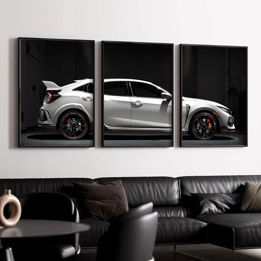 Weißes Performance-Supercar-Lackierbild, Kalligrafie-Leinwand-Wandkunst-Poster-Set für Schlafzimmer, Wohnzimmer, Heimdekoration, Drucke, Geschenk