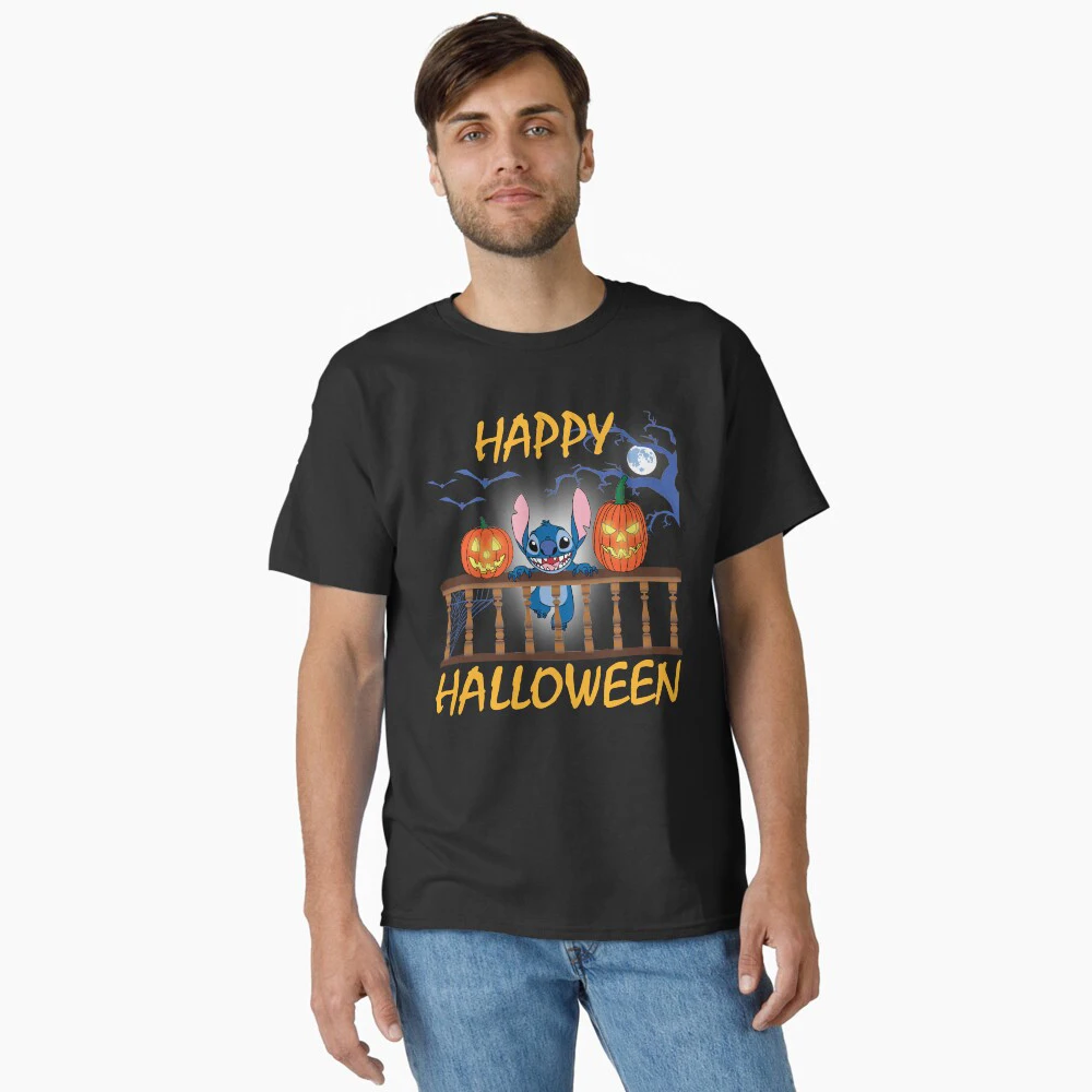 

Happy Halloween Disney Stitch T-shirt for Men Women 3D Printed Cartoon Short Sleeve Tee Holiday Daily Casual Plus Size T-shirt