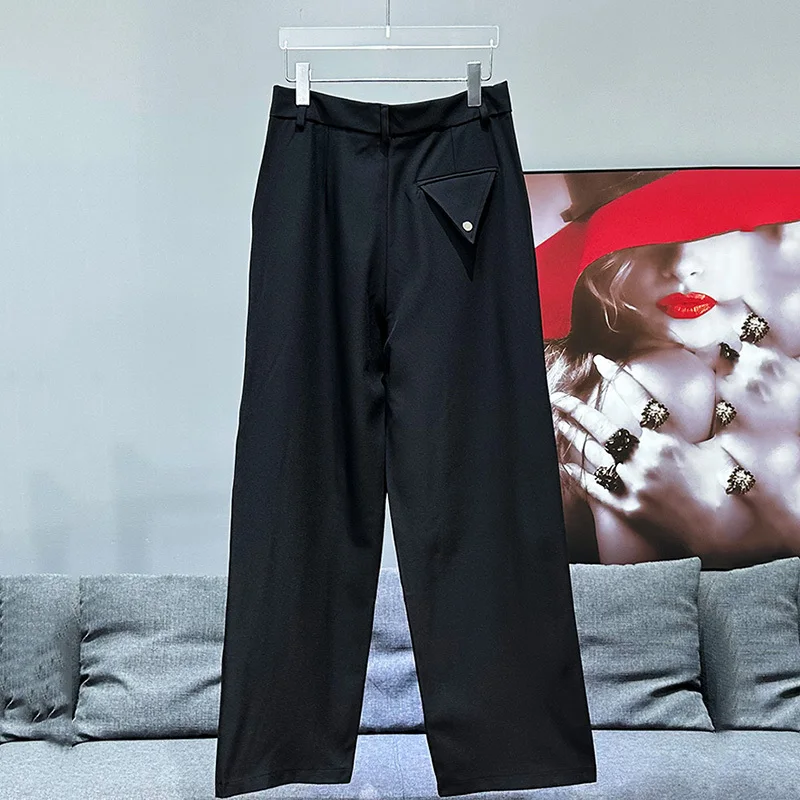 PFHQ New Korean Fashion Niche Metal Decoration Straight Leg Pants Trendy Versatile Splicing Design 2024 Male Trousers 21Z5459