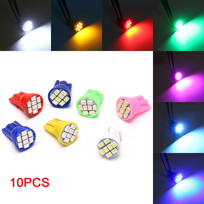 10pcs T10 LED W5W car parking light Wedge Bulb auto Dashboard Indicator Lamps DC