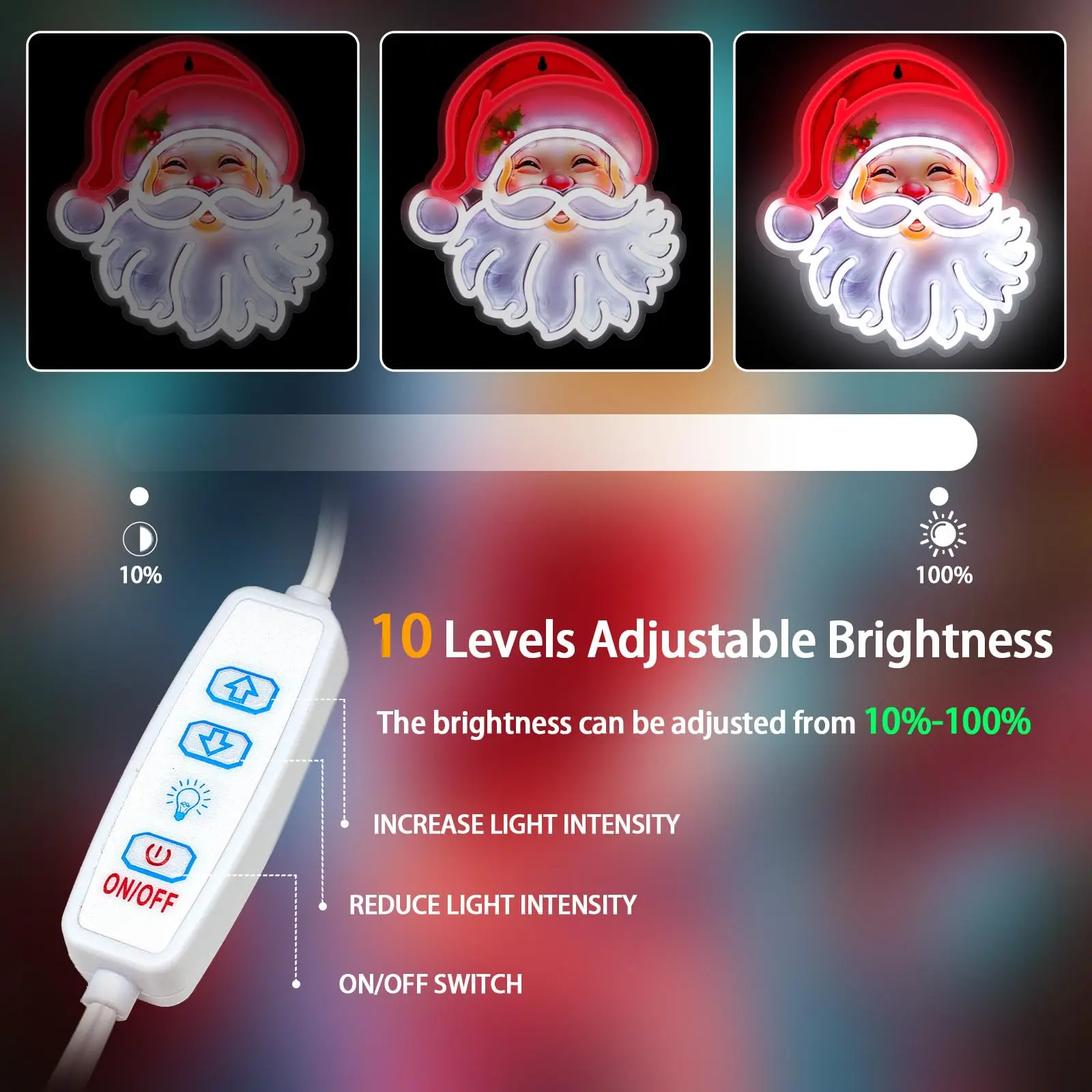 سانتا كلوز النيون طباعة الأشعة فوق البنفسجية تضيء تسجيل جدار ديكور لحفلة عيد الميلاد شخصية هدية الأحداث بار عيد ميلاد ديكور المنزل #6