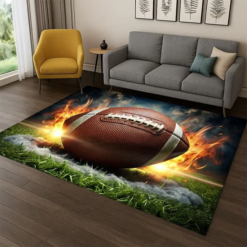 Rugby field American Football Sport Carpet Rug for Bedroom Living Room Sofa Playroom Doormat Home Decor,Kid Area Rug Non-slip