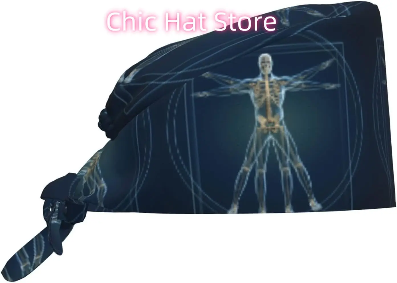 

Body Skeleton Vitruvian Man Working Cap with Sweatband Comfortable and Breathable Adjustable for Men Women Scrub Cap