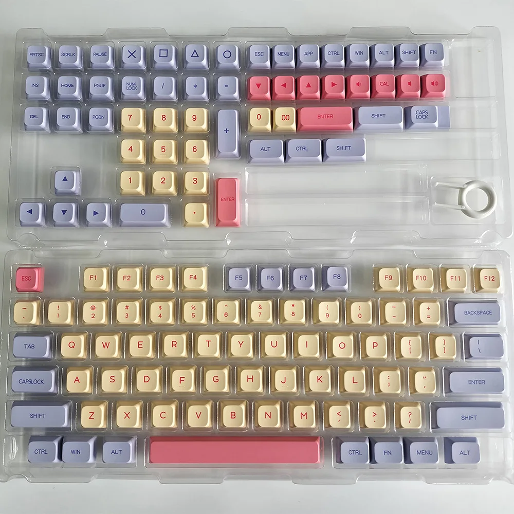 Marshmallow Keycaps PBT Hot Sublimation Keycaps XDA Highly Cute Pink English Cangjie Phonetic Small Full Set of 132 Pcs
