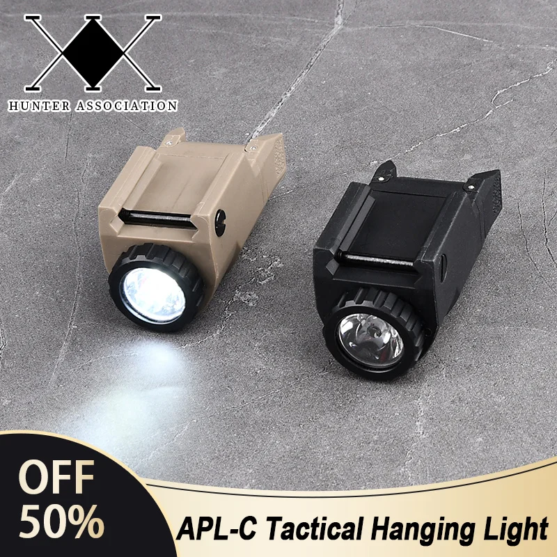 

Tactical APL-C white light MNi Flashlight Fit 20mm Picatinny Rail Torch Airsoft Flashlight Glock 17 19 Weapon Hanging Lighting