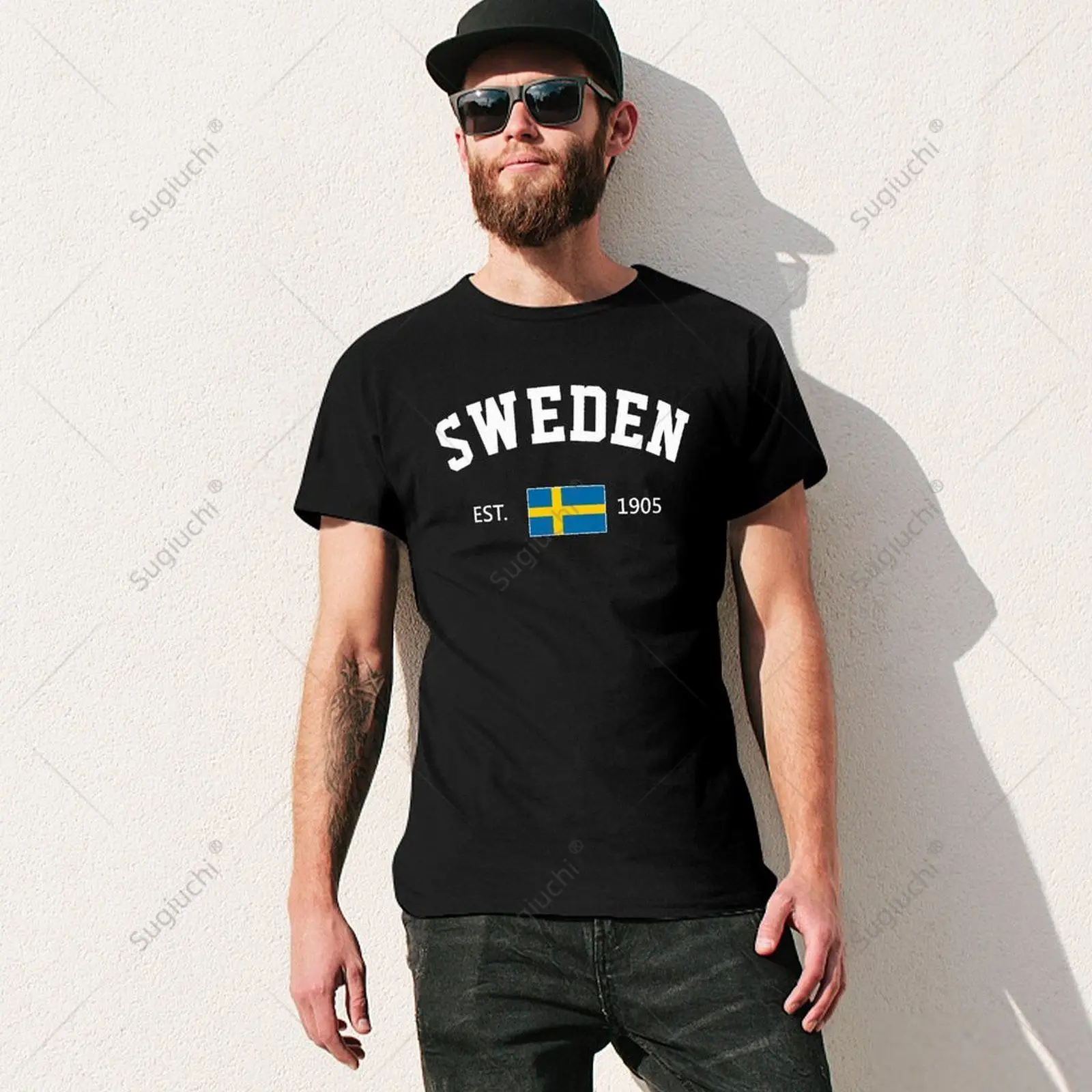 Unisex Men Sweden EST.1905 Independence Day Tshirt Tees T Shirts Women Boys 100% Cotton T-Shirt