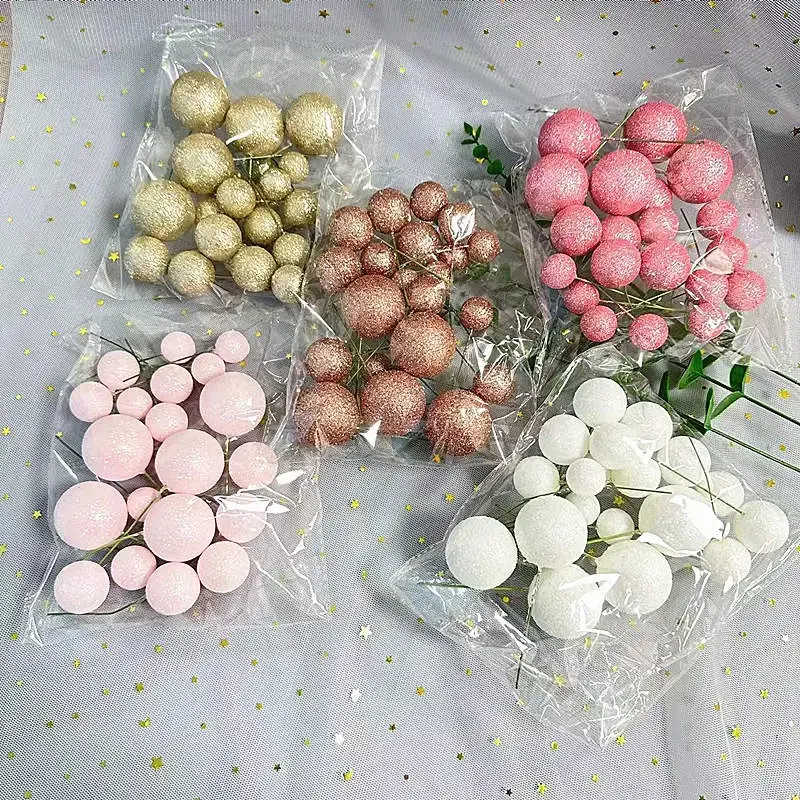 20 Stück Glitzer-Kugel, alles Gute zum Geburtstag, Tortenaufsatz, rosa Gold, Hochzeit, Party, Geschenk, Kuchenaufsatz für Weihnachtsfeier, Dessert-Dekoration – Detail 2