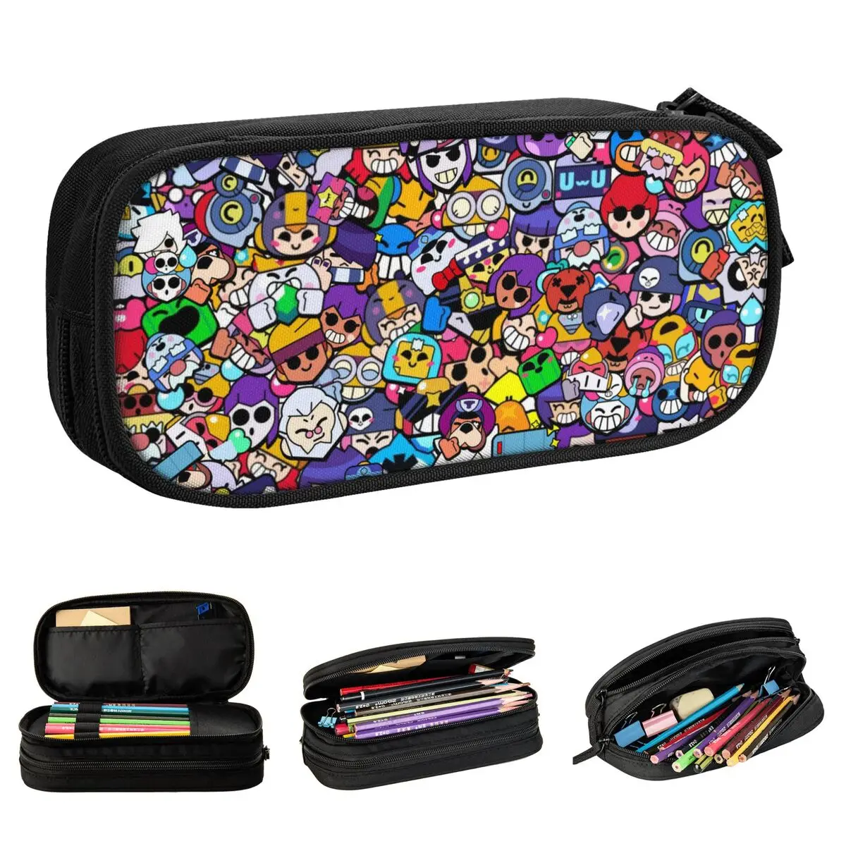 classic brawled game pencil case pencil pouch pen holder para menina e menino grandes bolsas de armazenamento estudantes escola zipper papelaria 01