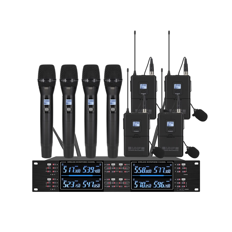 ERZHEN Professional Wireless Microphone Handheld Karaoke Conference UHF 2/4/8 Channel Wireless Microphone System