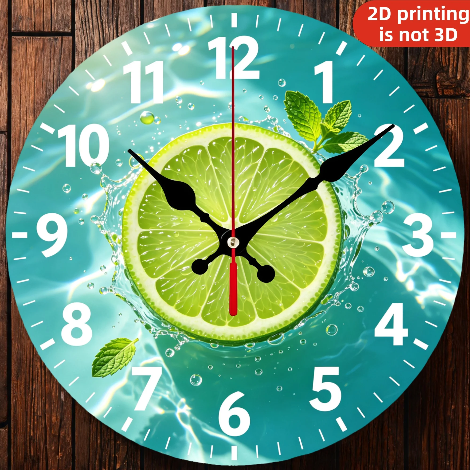 Fresh Lime Mint Wooden Wall Clock, Silent Non Ticking Quartz Movement, 10/12 Inch Round Wood Clock for Home Decor, Living Room Bedroom Wall Decoration