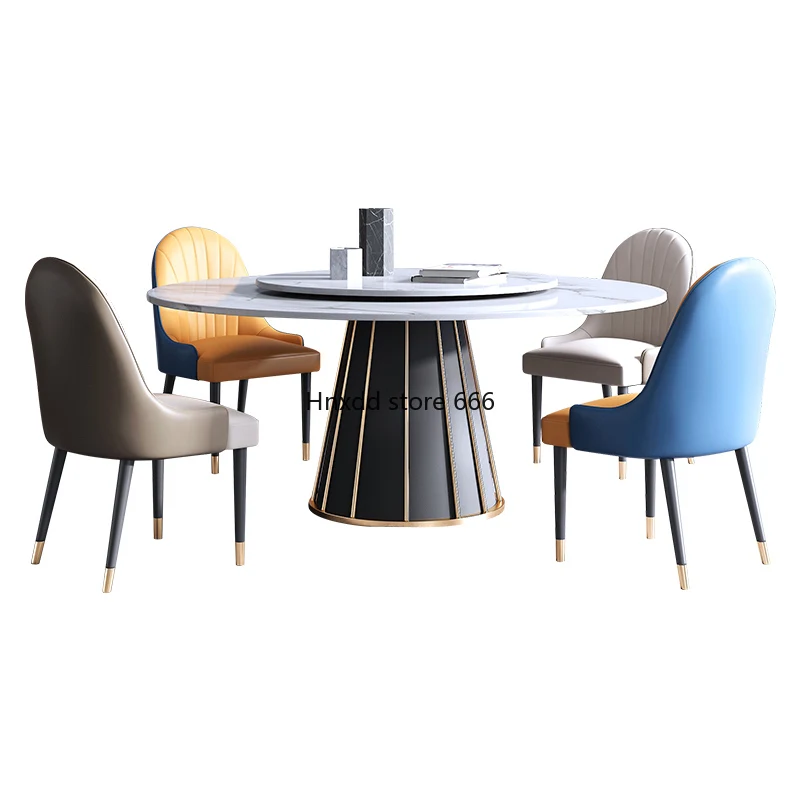 

Italian minimalist imported rock slab dining table and chair combination