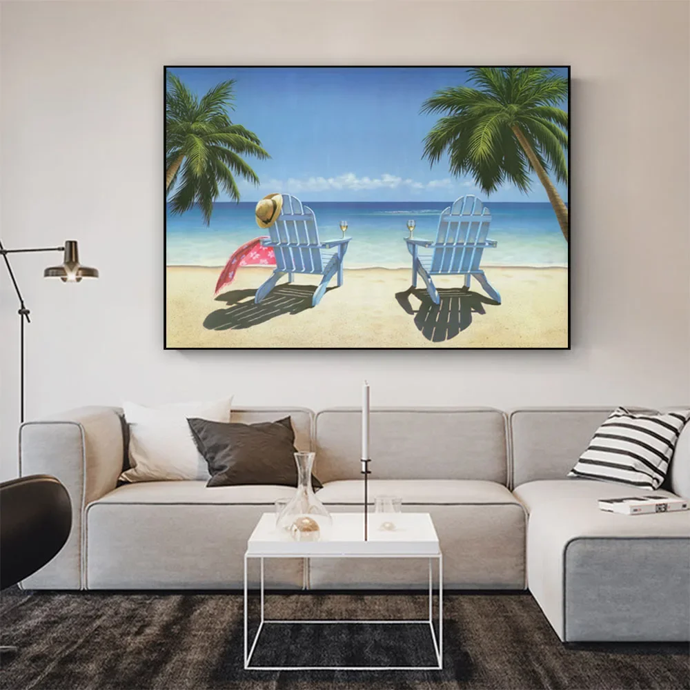 

Handmade Seascape Sand Beach Scenery Backlit Art Wall Painting