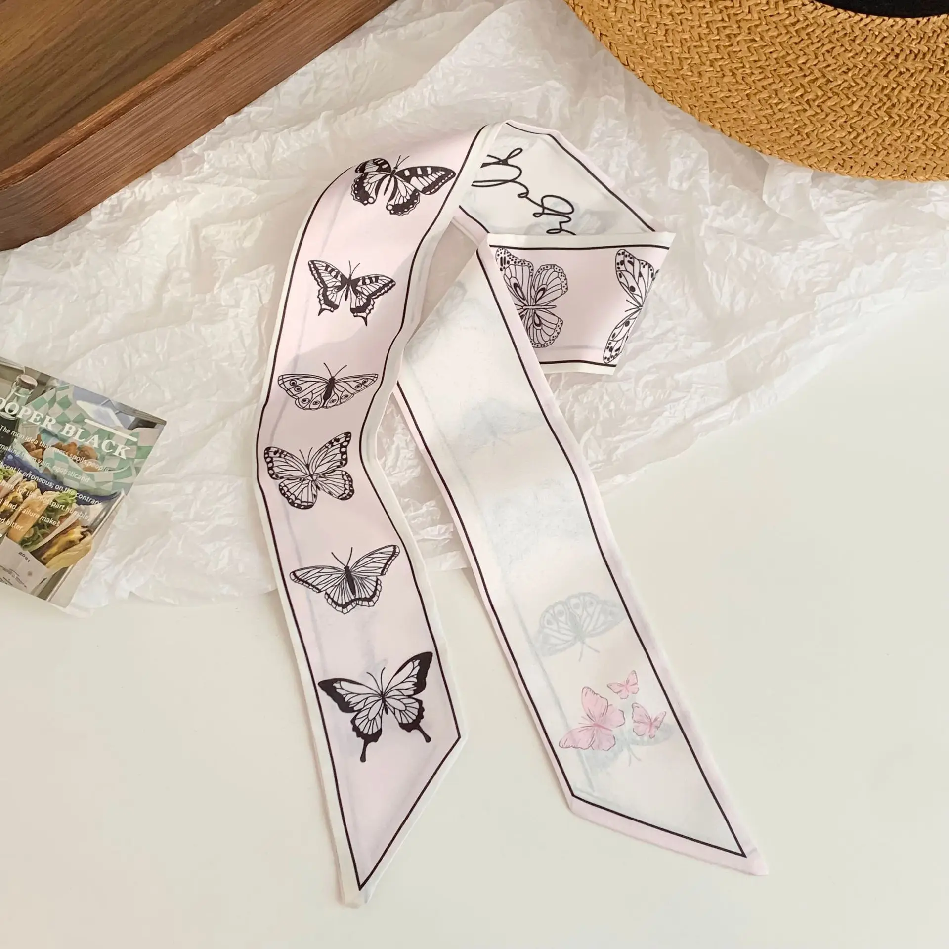 Fairy-Style Hair Ribbons Elegant Handbag Ribbons for Women, Vintage Bohemian Silk Scarf Wrap, Neck Head Daily Travel Gift Trendy