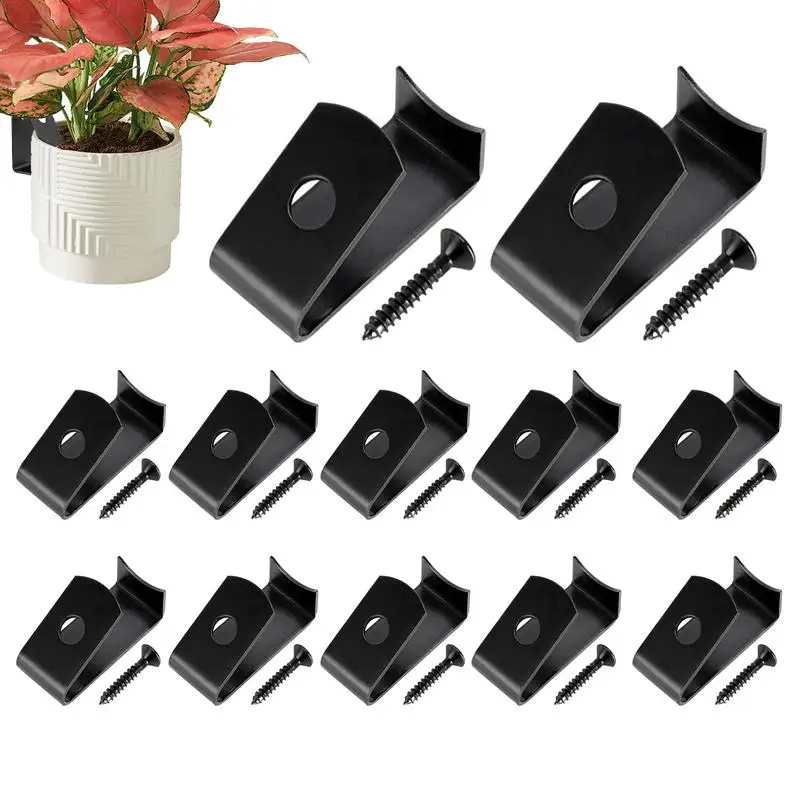 

12X Plant Pot Latch Hangers Metal Pot Hanger Wall Hooks Flower Pot Hanger With Screws for Outside Garden Patio Plant Display