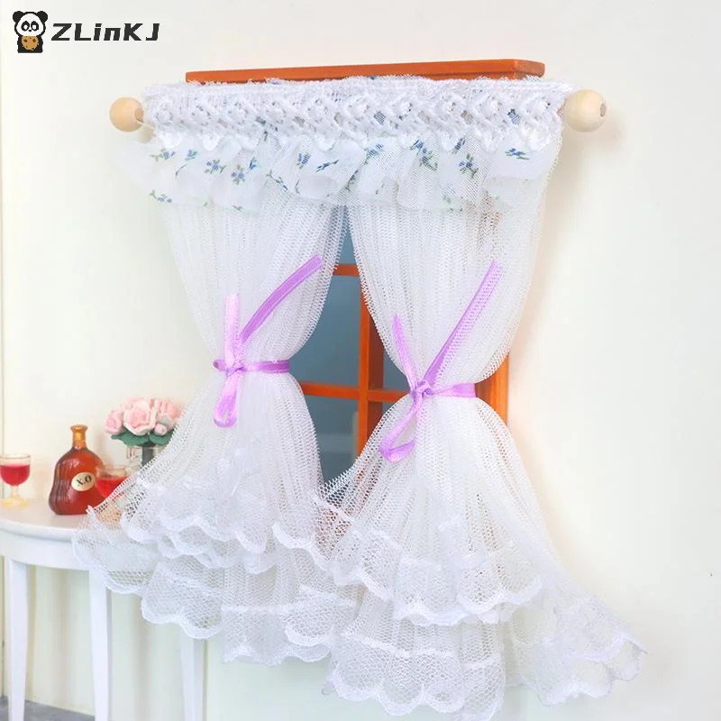 ▶ 1/12 ผ้าม่านลูกไม้สำหรับบ้านตุ๊กตา โมเดลบ้านตุ๊กตา ห้องนอน ห้องนั่งเล่น ของตกแต่งบ้านตุ๊กตา เฟอร์นิเจอร์บ้านตุ๊กตา อุปกรณ์เสริม ฉากจิ๋ว ของตกแต่ง